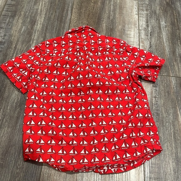 Janie and Jack Red Sailboat Poplin Shirt size 3 - Picture 6 of 7